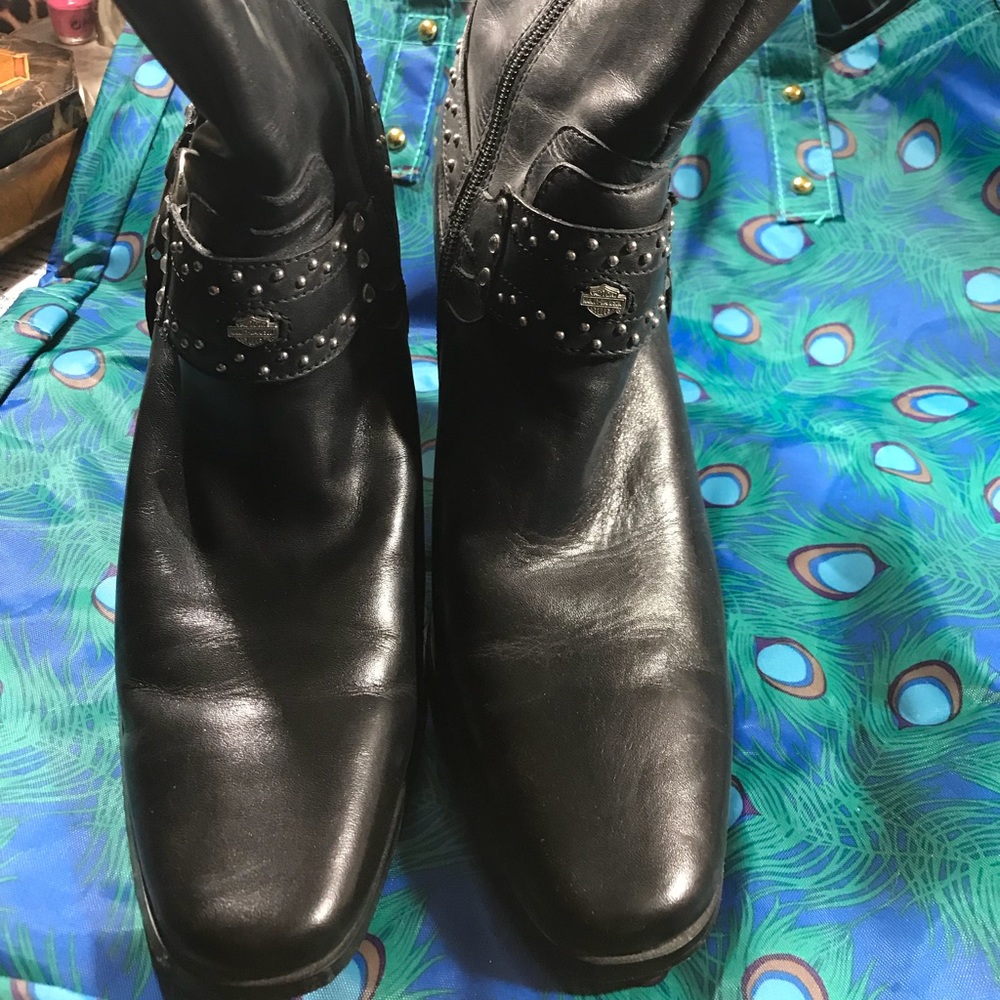 Leather biker boots